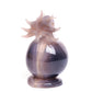 7" Agate Druzy Crystal Nine Tail Fox Sphere Figurine Realistic
