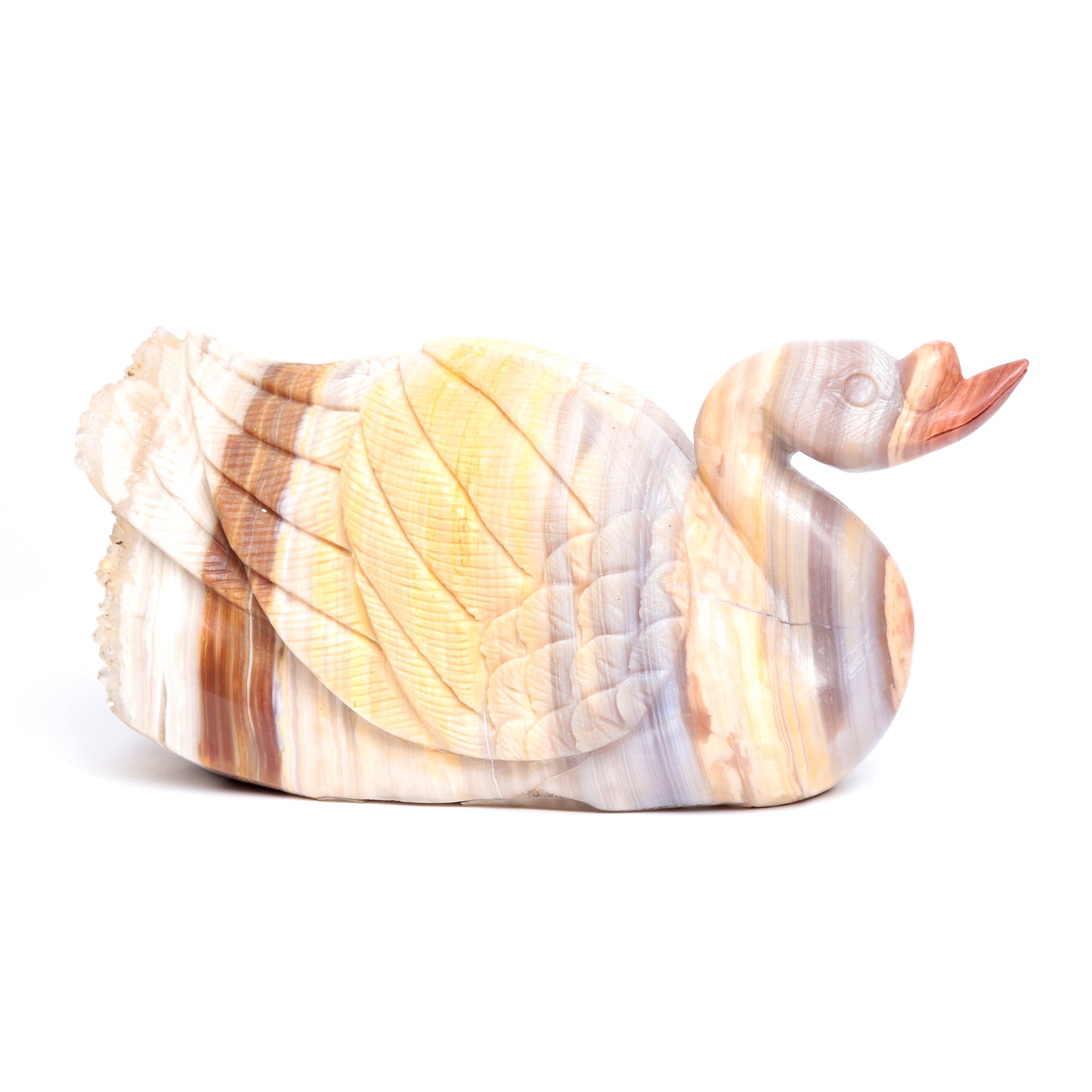 7" Agate Druzy Crystal Swan Figurine Realistic Quartz Decor