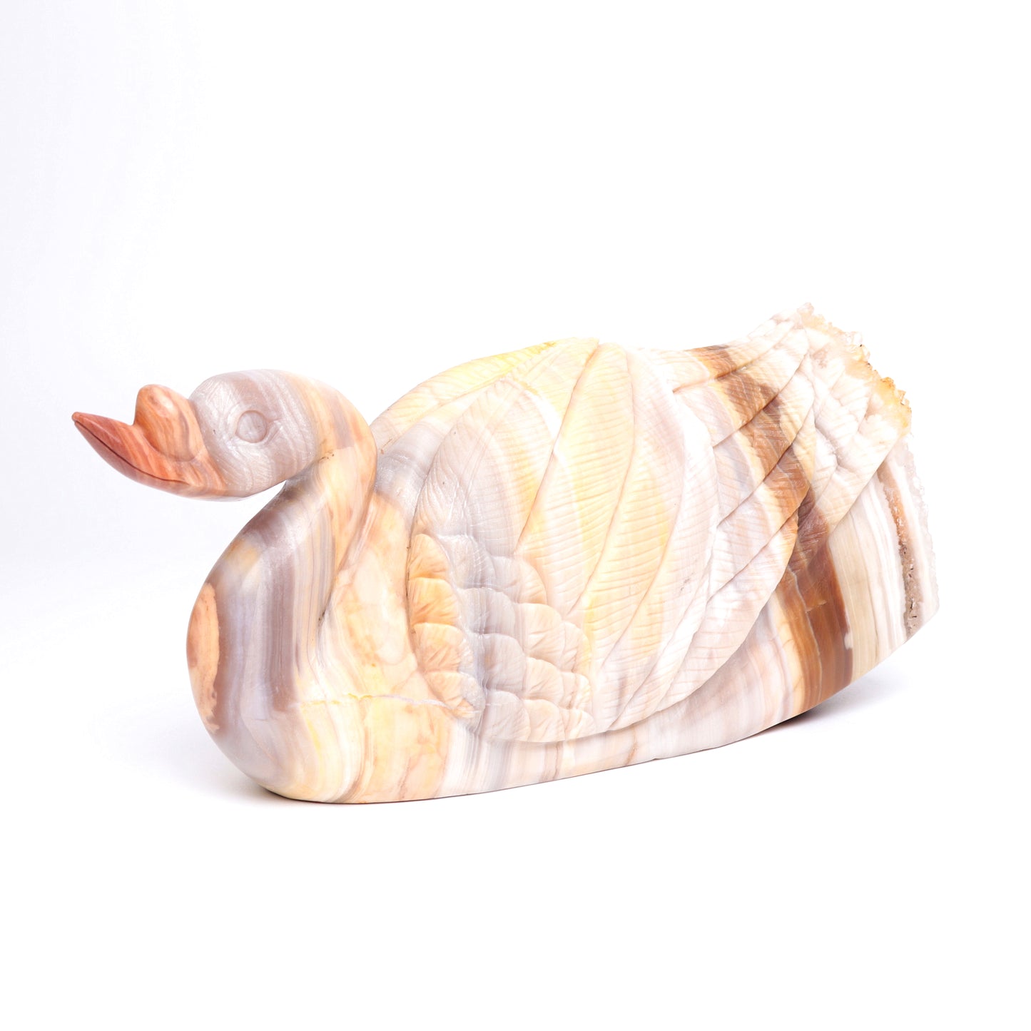 7" Agate Druzy Crystal Swan Figurine Realistic Quartz Decor