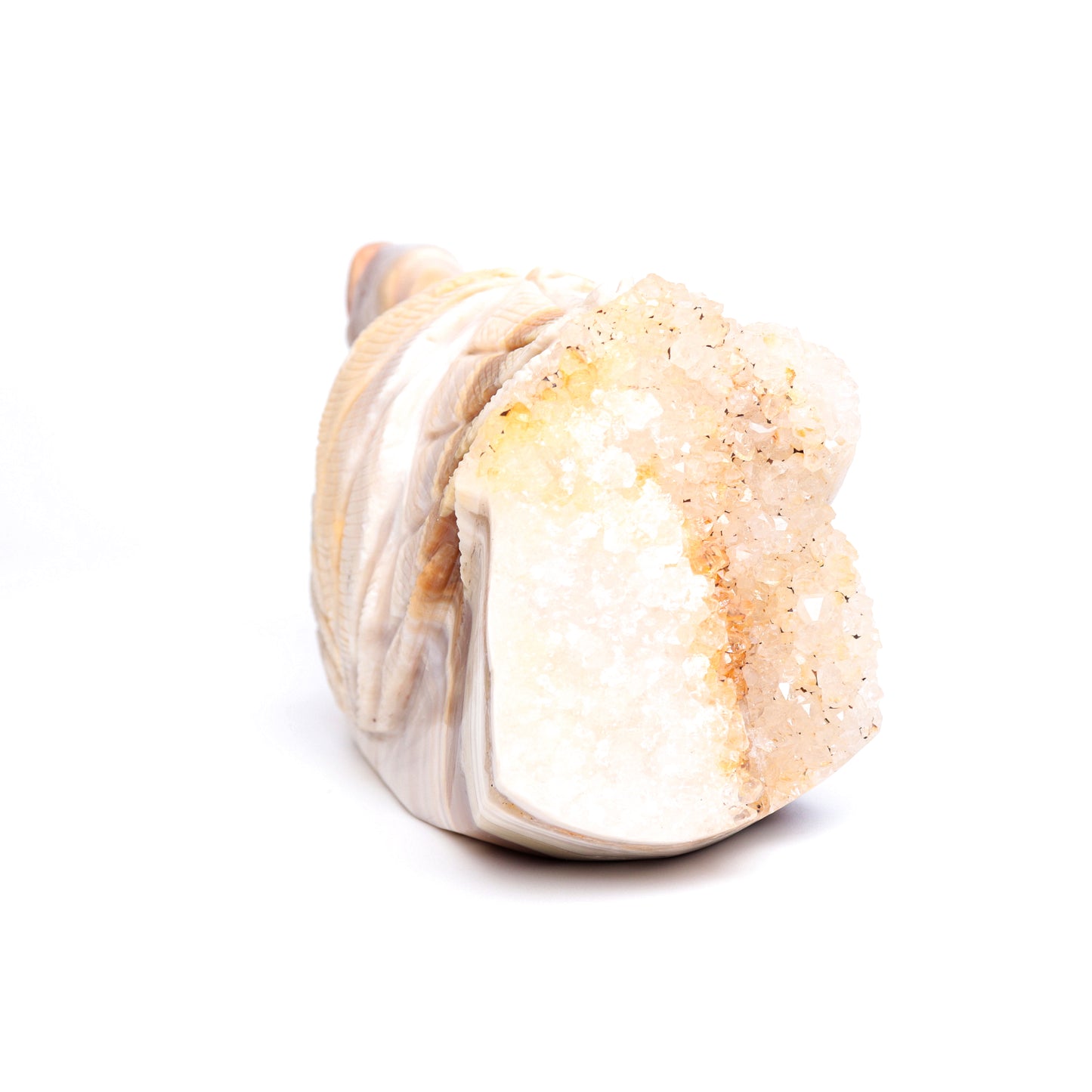7" Agate Druzy Crystal Swan Figurine Realistic Quartz Decor