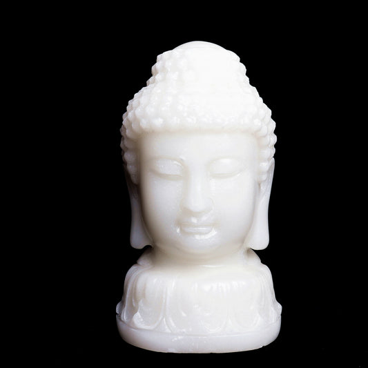 7.9lb White Jade Carved Buddha Figurine Realistic Crystal Healing Quartz Decor