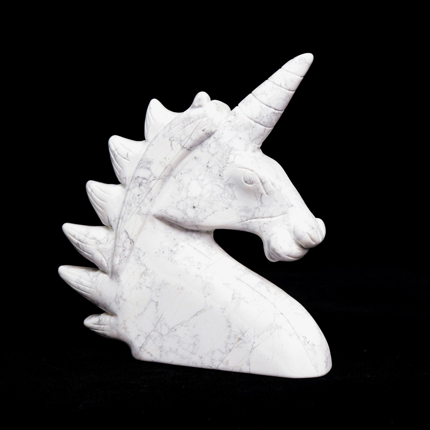 5" Howlite Carved Unicorn Figurine Realistic Crystal Healing Quartz Decor
