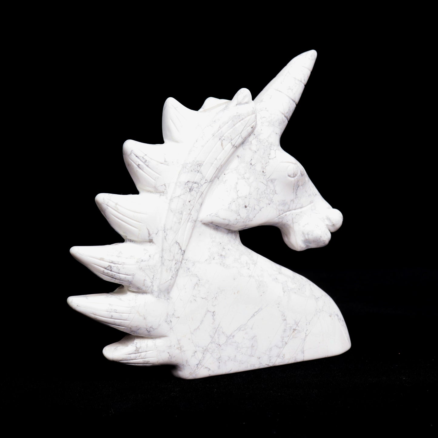 5" Howlite Carved Unicorn Figurine Realistic Crystal Healing Quartz Decor