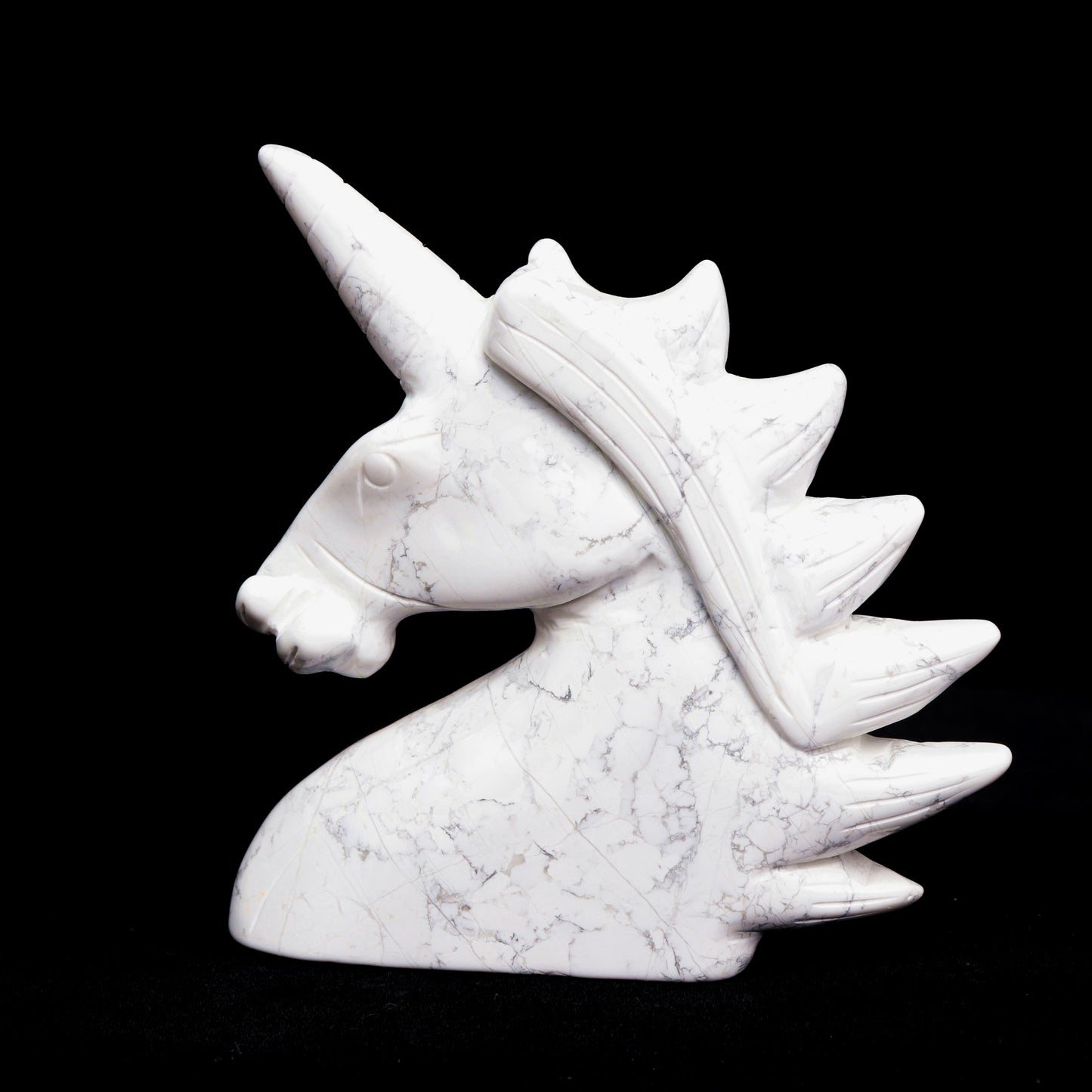 5" Howlite Carved Unicorn Figurine Realistic Crystal Healing Quartz Decor