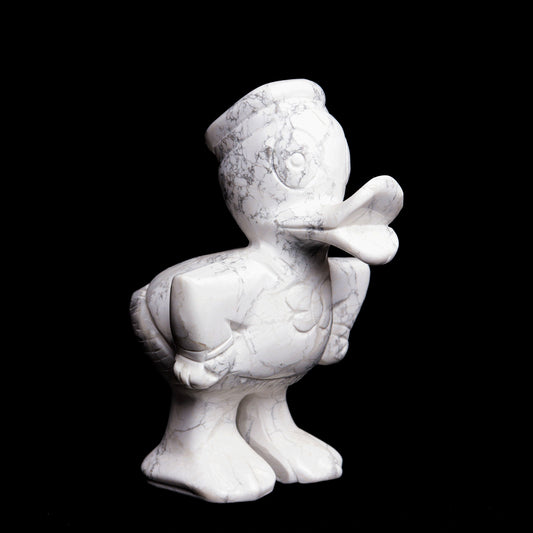 5.8" Howlite Carved Donald Duck Figurine Realistic Crystal Healing Quartz Decor