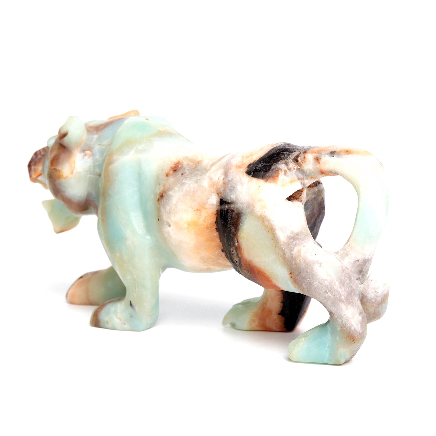 6.3" Amazonite Carved leopard Figurine Realistic Crystal Healing Quartz Decor