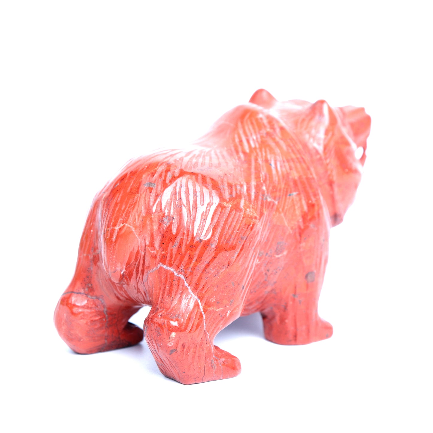 4" Red Jasper Crystal Bear Figurine Realistic Healing Quartz Decor