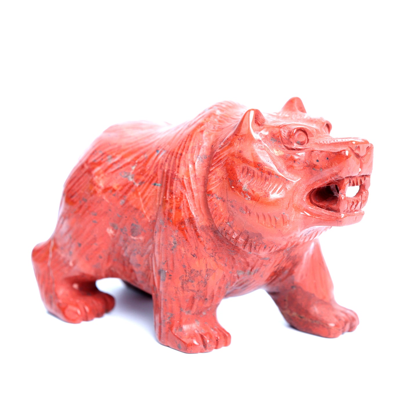 4" Red Jasper Crystal Bear Figurine Realistic Healing Quartz Decor