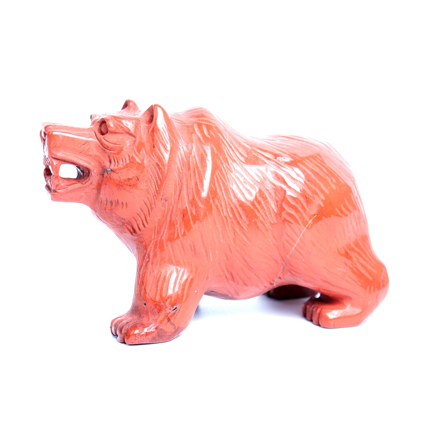 4" Red Jasper Crystal Bear Figurine Realistic Healing Quartz Decor