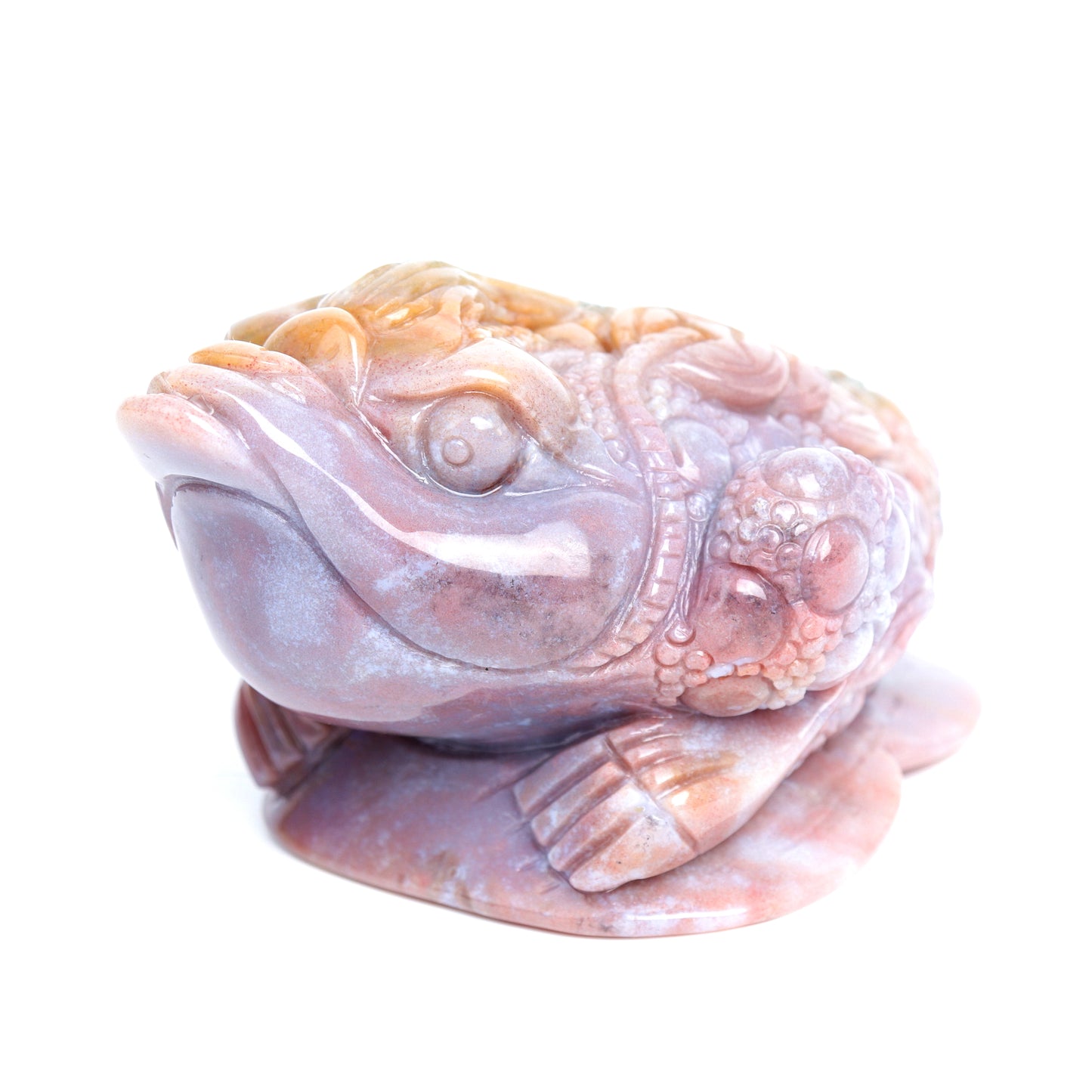 4.5" Ocean Jasper Carved Money Toad Statue Realistic Crystal Healing Quartz Decor