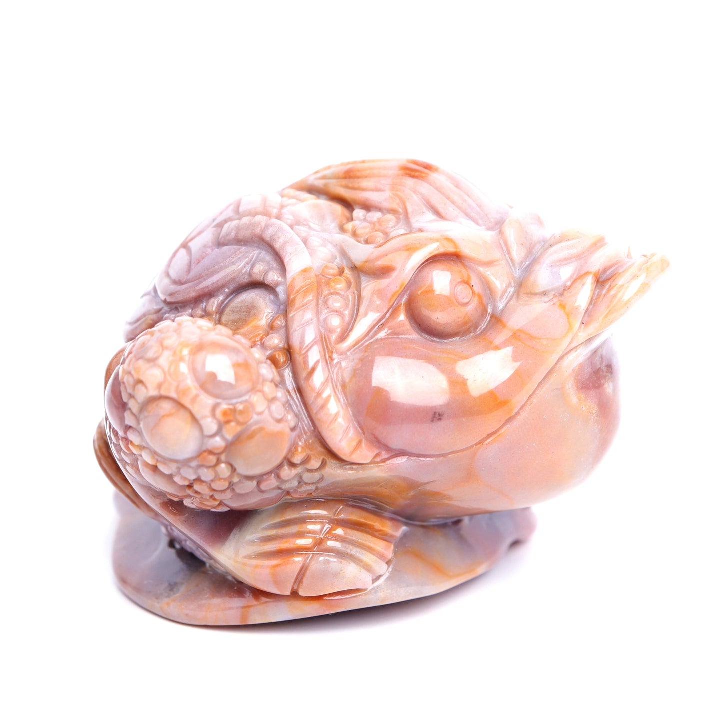 4" Ocean Jasper Carved Money Toad Figurine Realistic Crystal Healing Quartz Decor