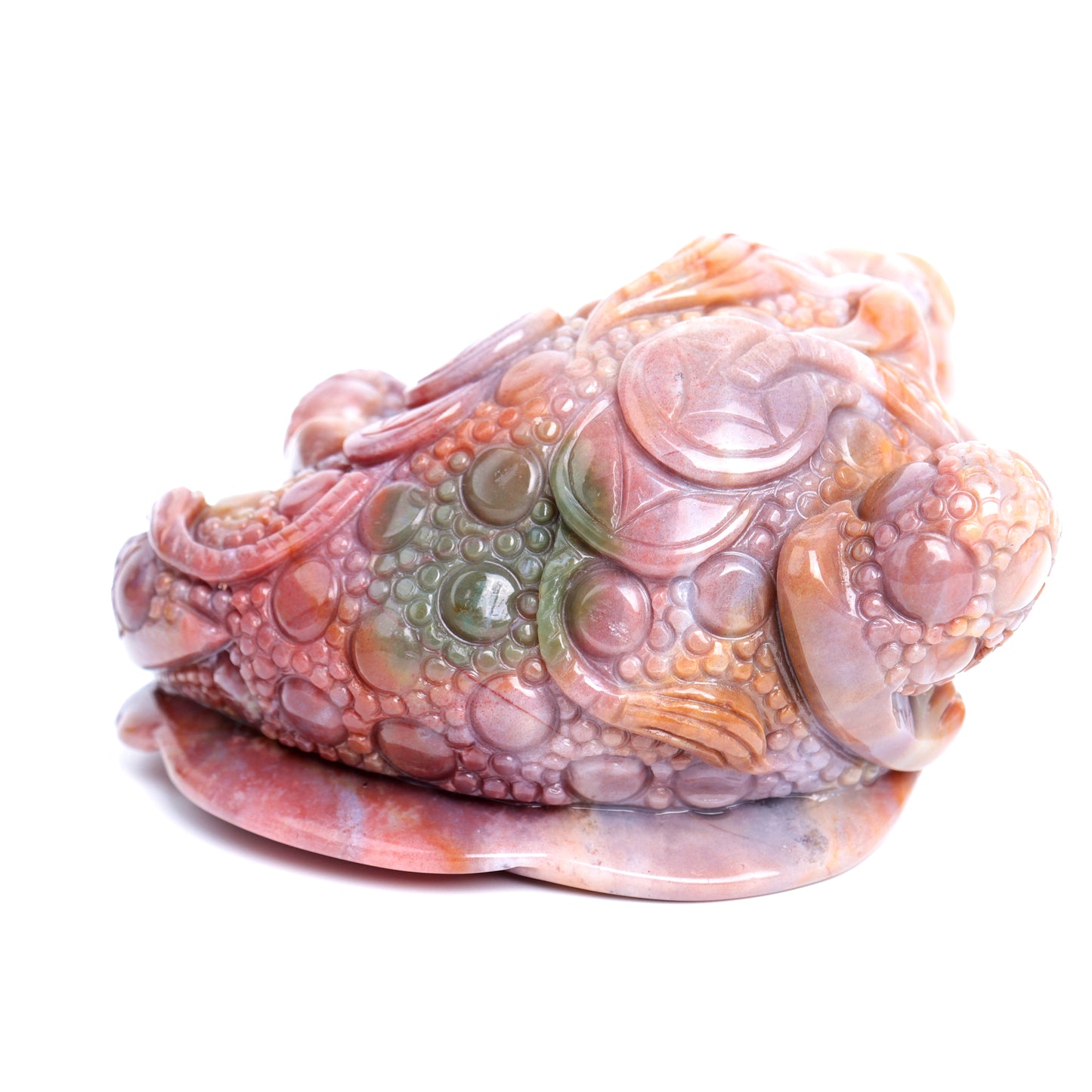 4" Ocean Jasper Carved Money Toad Figurine Realistic Crystal Healing Quartz Decor