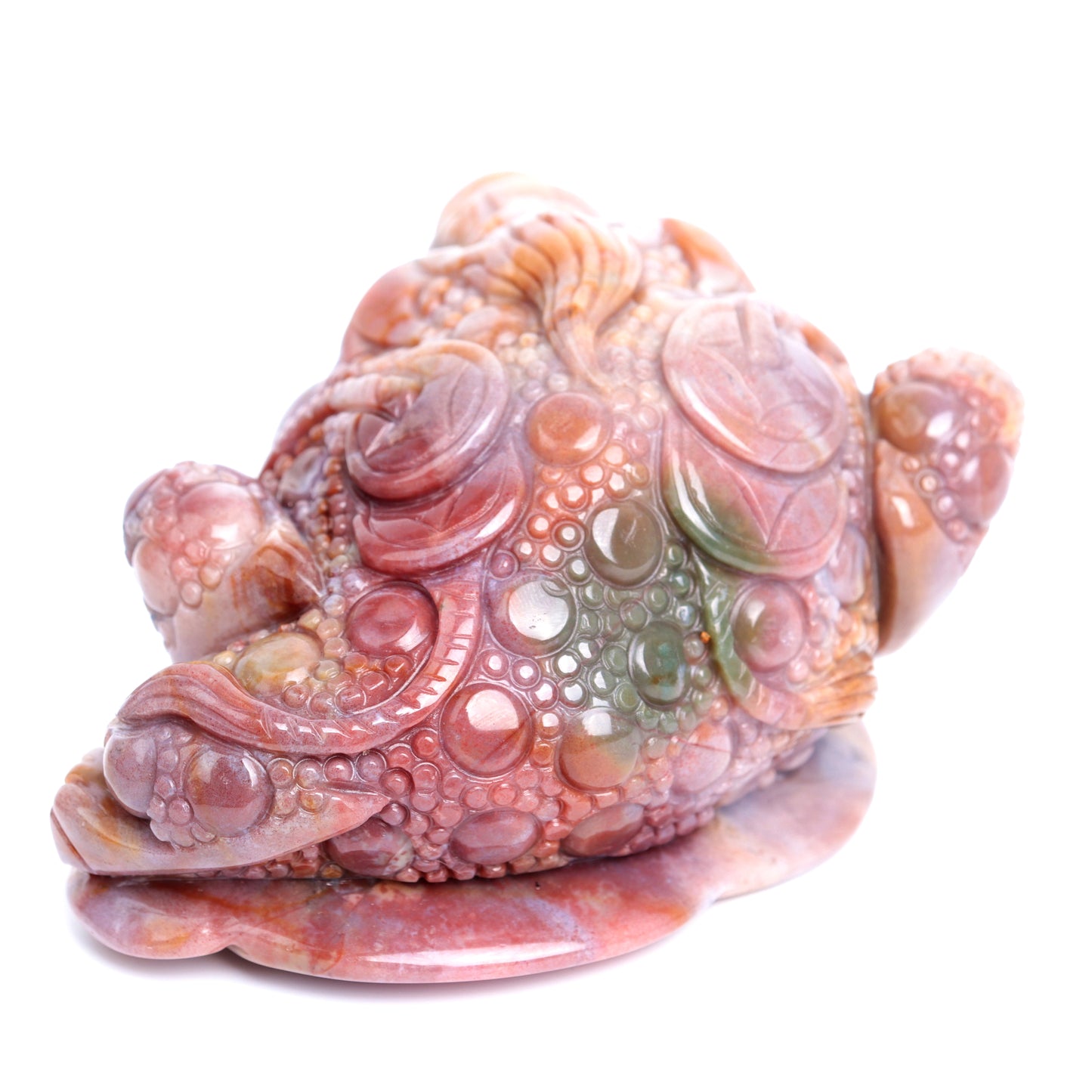 4" Ocean Jasper Carved Money Toad Figurine Realistic Crystal Healing Quartz Decor