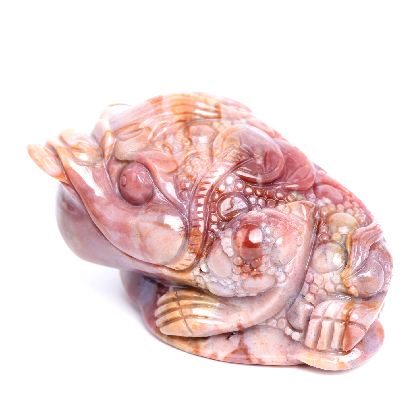 4" Ocean Jasper Carved Money Toad Figurine Realistic Crystal Healing Quartz Decor