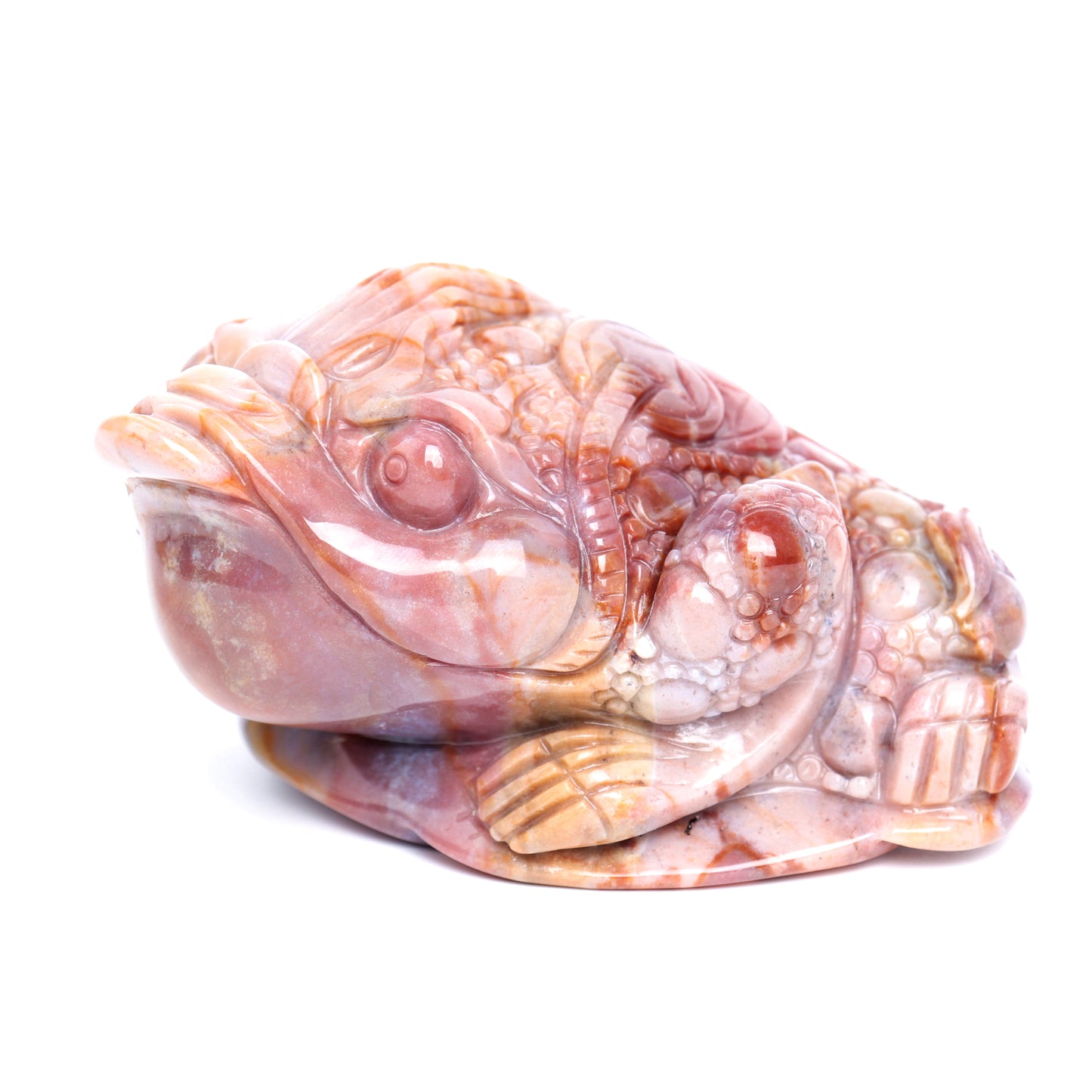 4" Ocean Jasper Carved Money Toad Figurine Realistic Crystal Healing Quartz Decor