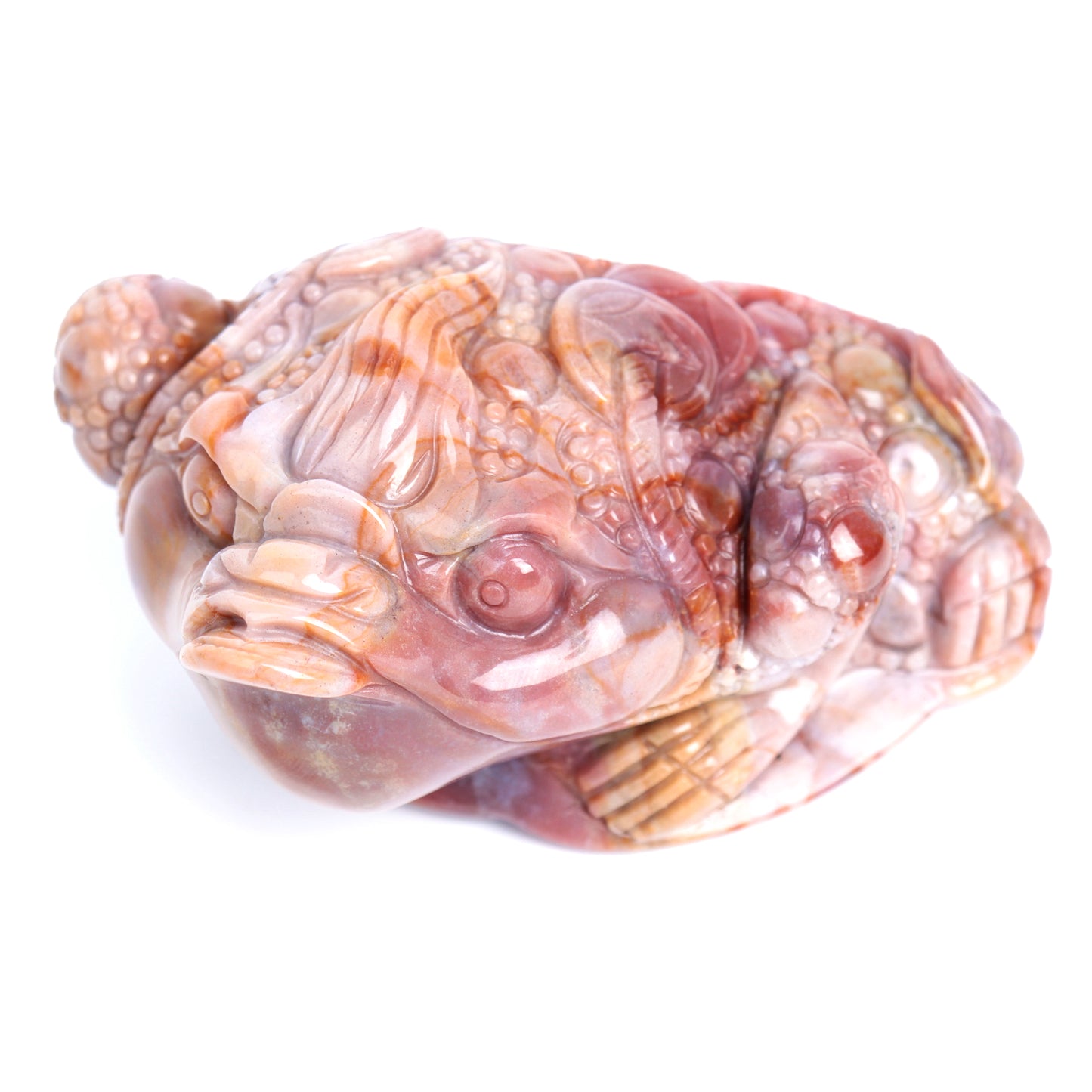 4" Ocean Jasper Carved Money Toad Figurine Realistic Crystal Healing Quartz Decor