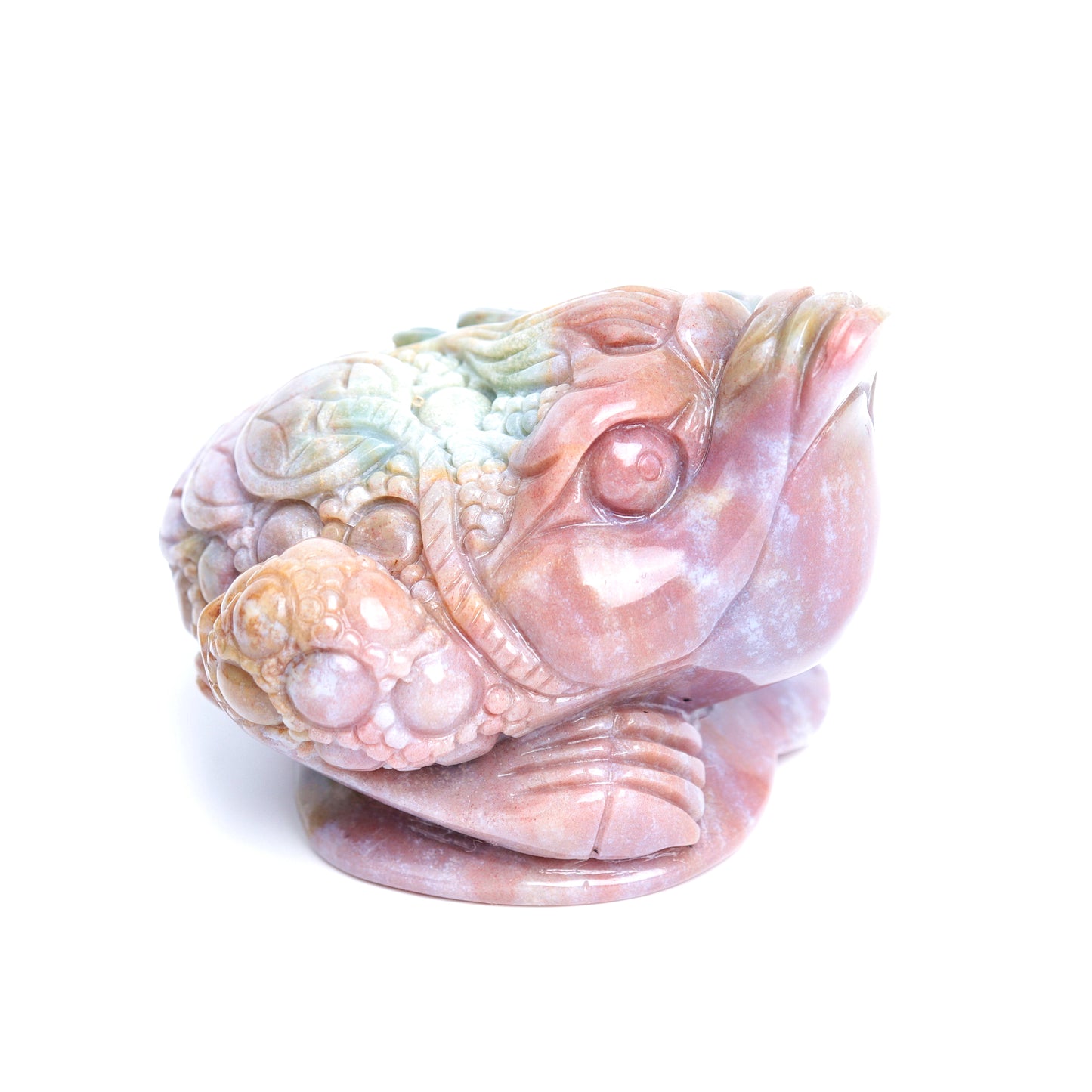 4" Ocean Jasper Carved Money Toad Figurine Realistic Crystal Healing Quartz Decor