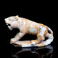 7" Coral Jade Carved Tiger Sculpture Realistic Crystal Healing Quartz Decor