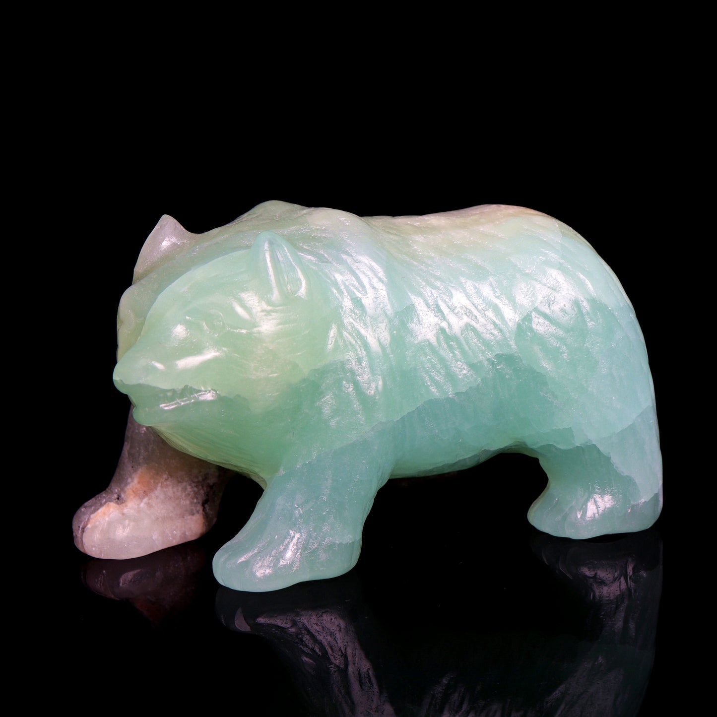 4.5" Caribbean Calcite Carved Bear Figurine Realistic Crystal Healing Quartz