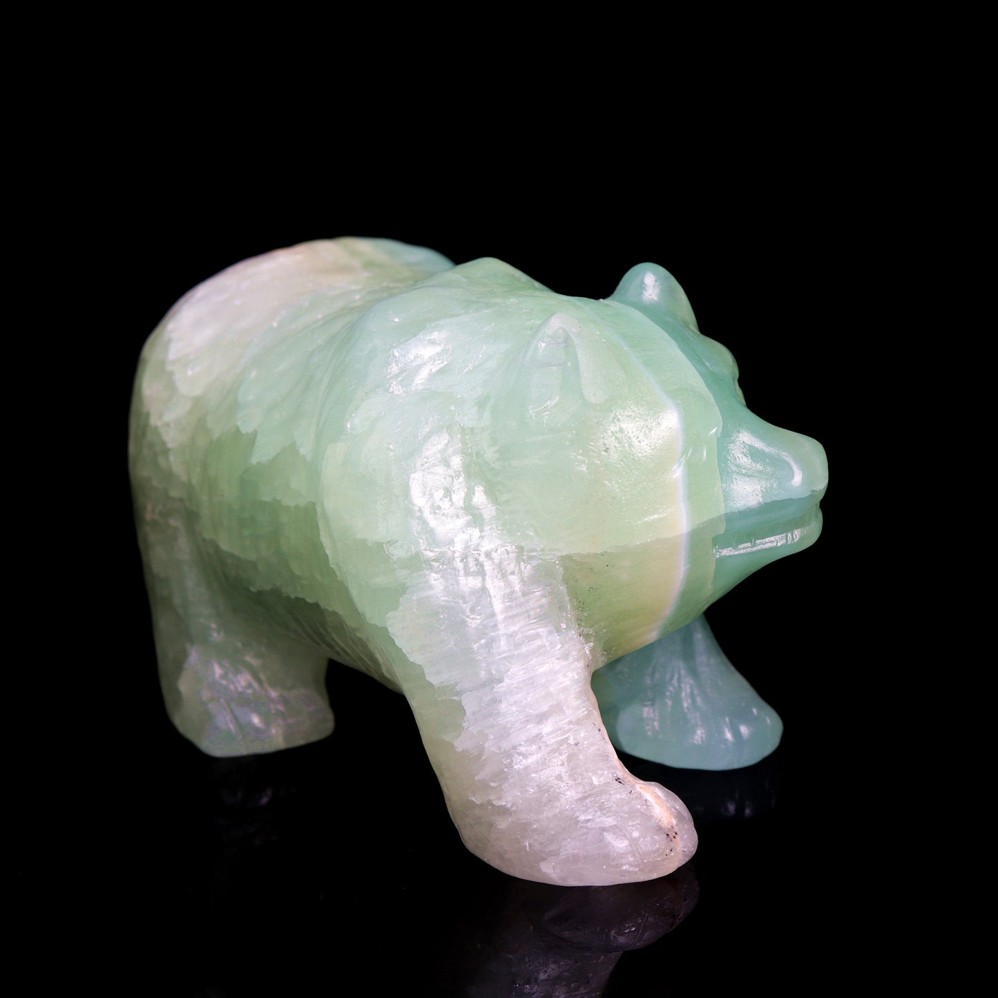 4.5" Caribbean Calcite Carved Bear Figurine Realistic Crystal Healing Quartz