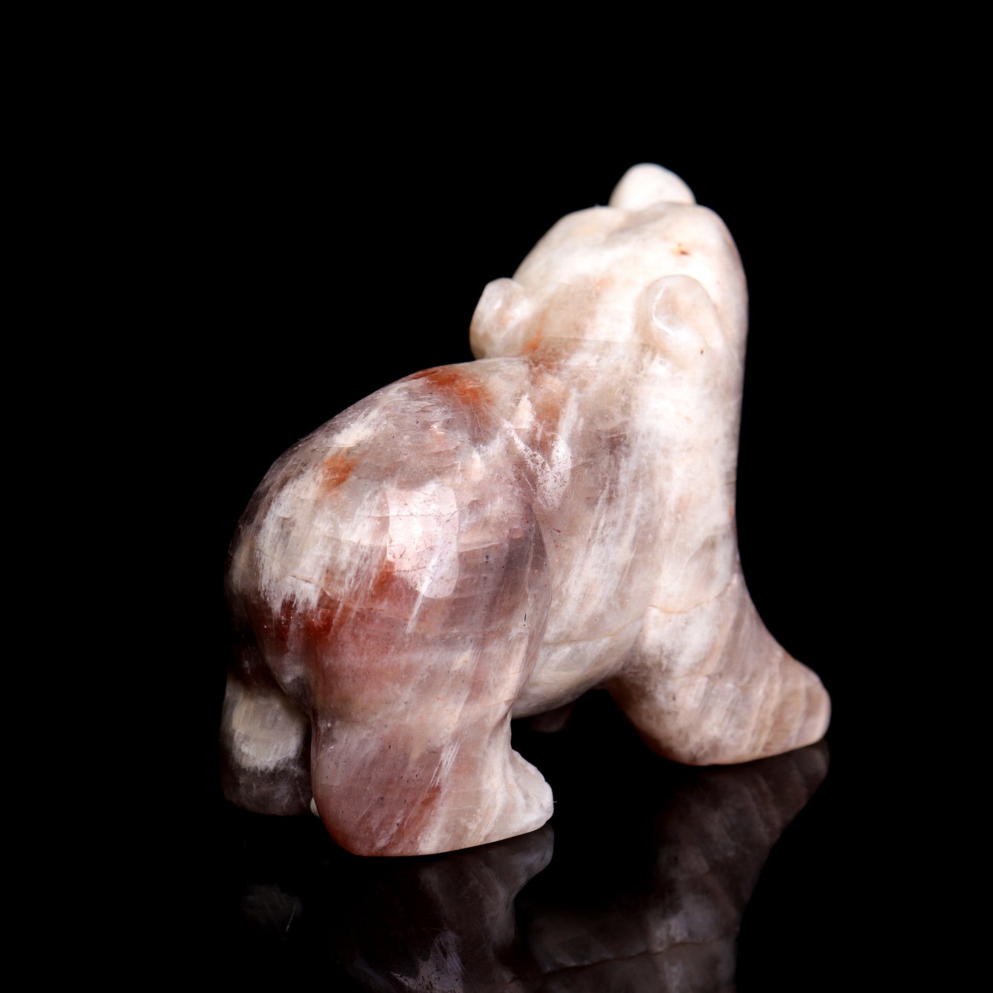 3" Moonstone Carved Bear Figurine Realistic Crystal Healing Quartz Decor