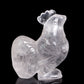 5" Clear Quartz Carved Rooster Statue Realistic Crystal Healing
