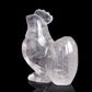 5" Clear Quartz Carved Rooster Statue Realistic Crystal Healing