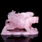 8.6" Rose Quartz Carved Flying Tiger Sculpture Realistic Crystal Healing Quartz Decor