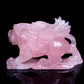 8.6" Rose Quartz Carved Flying Tiger Sculpture Realistic Crystal Healing Quartz Decor