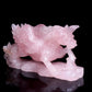 9" Rose Quartz Carved Crystal Pegasus Unicorn Figurine Realistic Healing Quartz Decor