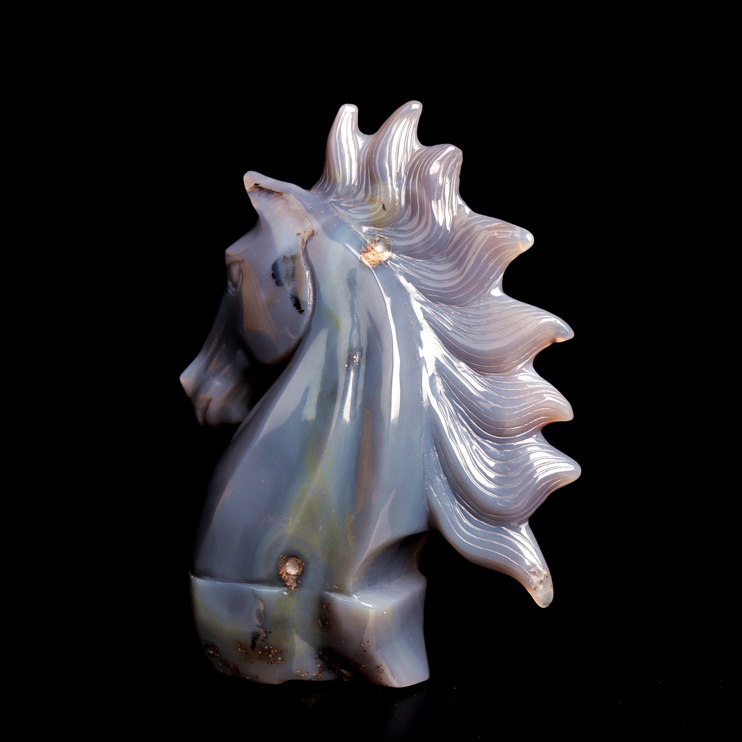6.5" Druzy Agate Carved Crystal Horse Figurine Realistic Healing Quartz Decor