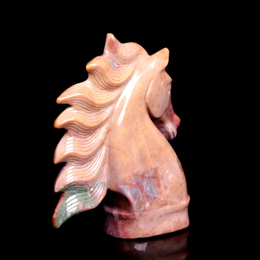 6.1" Ocean Jasper Carved Horse Figurine Realistic Crystal Healing Quartz Decor