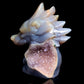 5.5" Amethyst Agate Carved Crystal Wolf Head Figurine Realistic Healing Quartz Decor