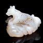 7" Madagascar Agate Carved Crystal Bear Family Sculpture Realistic Healing Quartz
