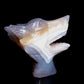 4" Druzy Agate Carved Crystal Wolf Head Figurine Realistic Healing Quartz