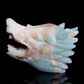 5" Amazonite Carved Crystal Wolf Head Statue Realistic Healing Quartz Decor