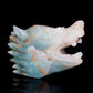 5" Amazonite Carved Crystal Wolf Head Statue Realistic Healing Quartz Decor