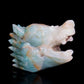 5" Amazonite Carved Crystal Wolf Head Statue Realistic Healing Quartz Decor