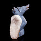 7.5" Druzy Agate Carved Crystal Wolf Sculpture Realistic Healing Quartz Decor