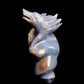 7.5" Druzy Agate Carved Crystal Wolf Sculpture Realistic Healing Quartz Decor