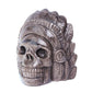 5" Silver Obsidian Carved Crystal Indian Skull Figurine Healing Quartz