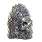 4.5" Labradorite Carved Crystal Indian Skull Sculpture Healing Quartz