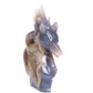 7.5" Druzy Agate Carved Crystal Wolf Figurine Realistic Healing Quartz Decor