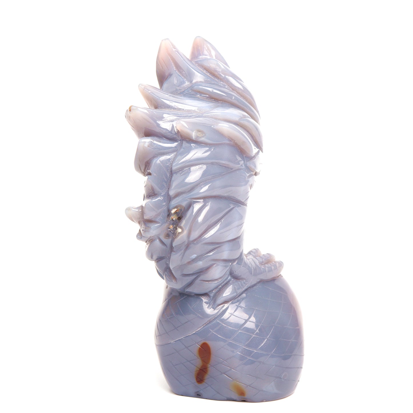 6" Druzy Agate Carved Crystal Eagle Head Figurine Realistic Healing