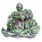 6" Ruby Zoisite Hand Carved Crystal Frog Lotus Sculpture Quartz Healing