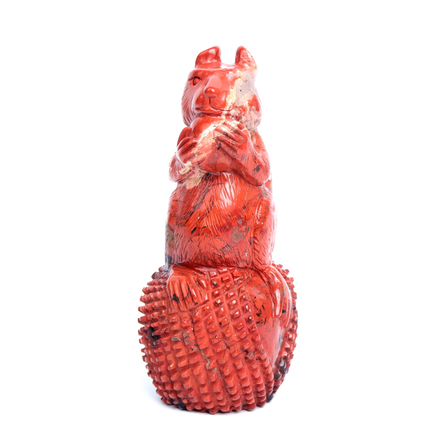 5" Red Jasper Carved Crystal Squirrel Figurine Healing Quartz