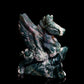 6" Moss Agate Carved Crystal Unicorn Pegasus Figurine Realistic Healing