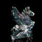 6" Moss Agate Carved Crystal Unicorn Pegasus Figurine Realistic Healing