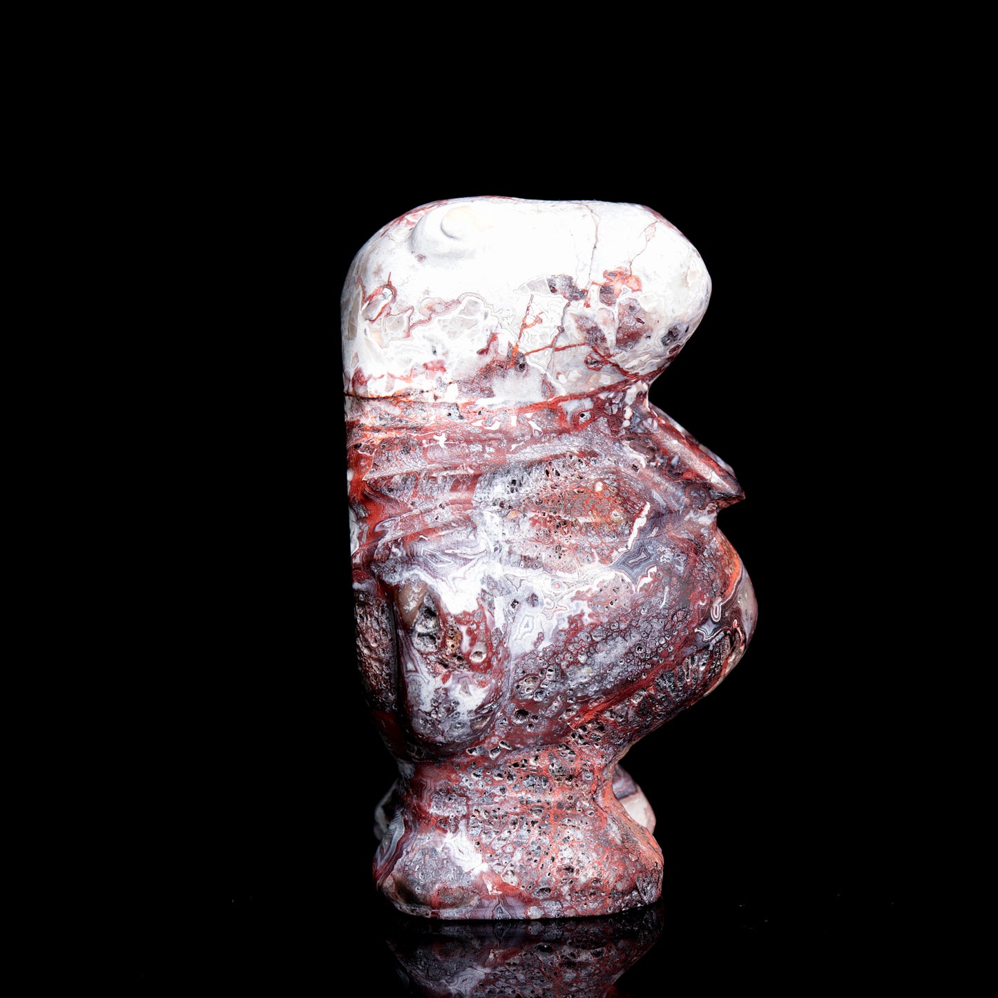 4" Mexican Crazy Lace Agate Carved Crystal Walrus Figurine Healing