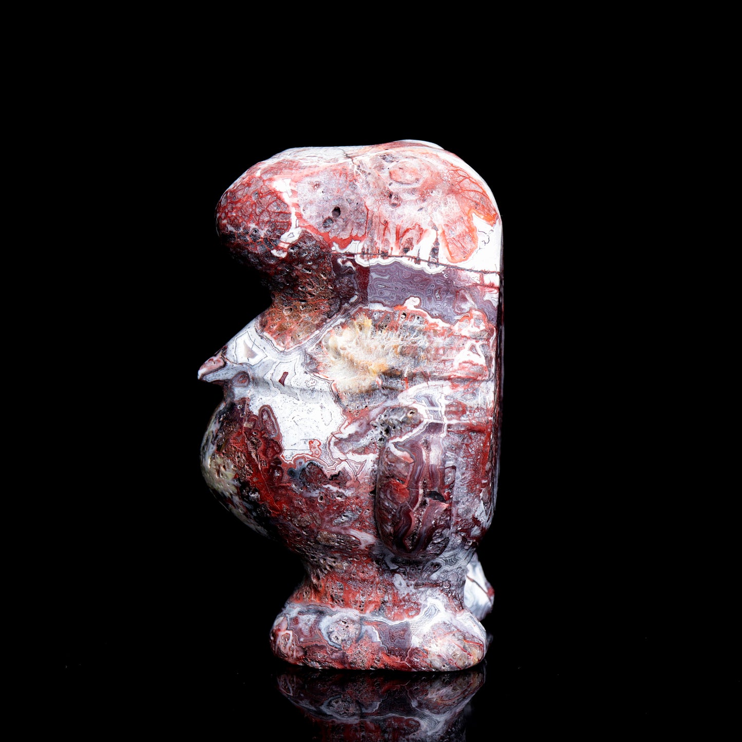 4" Mexican Crazy Lace Agate Carved Crystal Walrus Figurine Healing
